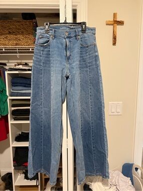 American Eagle Light and Medium Blue Two-Tone Denim Jeans